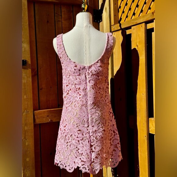 🆕 SELF PORTRAIT 🧿 NWOT Floral Lace Mini Shift Dress, Sz US 4 / UK 8 - Picture 6 of 16